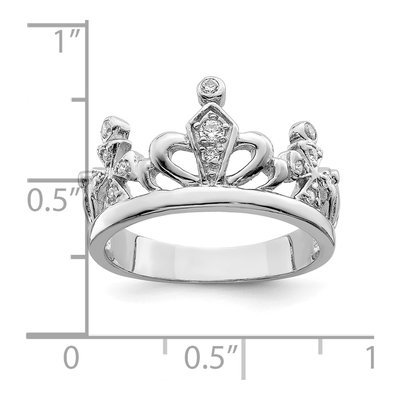 Sterling Silver CZ Crown Ring – view 4
