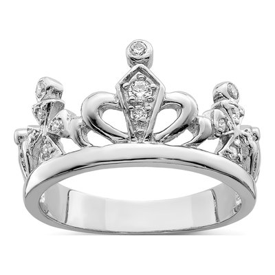 Sterling Silver CZ Crown Ring