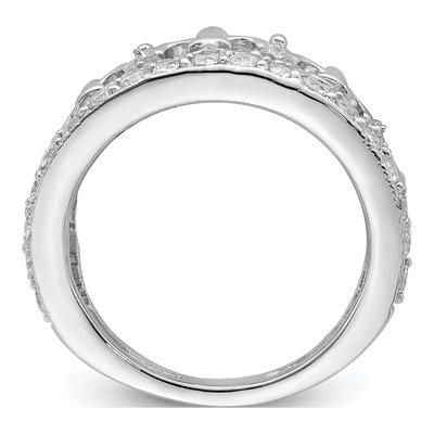 Sterling Silver CZ Fleur-De-Lis Crown Ring – view 3