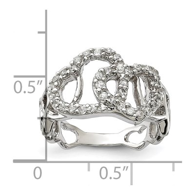 Sterling Silver CZ Heart Ring – view 3