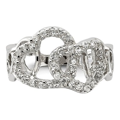 Sterling Silver CZ Heart Ring – view 5