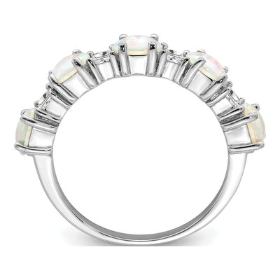 Sterling Silver Lab-Created Opal & CZ Ring – view 3