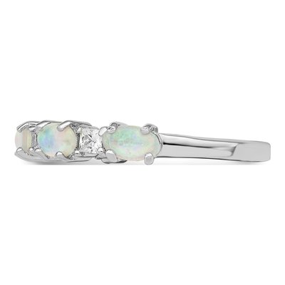 Sterling Silver Lab-Created Opal & CZ Ring – view 4