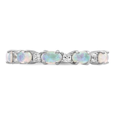 Sterling Silver Lab-Created Opal & CZ Ring – view 6