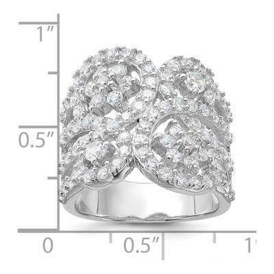 Sterling Silver CZ Floral Ring – view 3