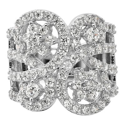 Sterling Silver CZ Floral Ring – view 5