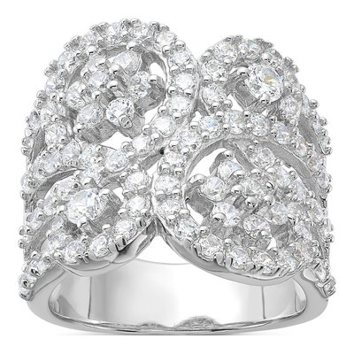 Sterling Silver CZ Floral Ring