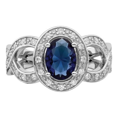Sterling Silver CZ Glass Oval Ring – view 6