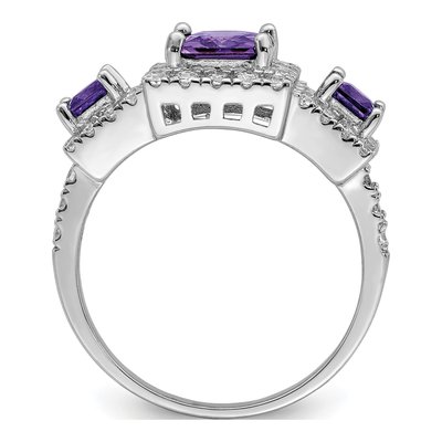 Sterling Silver CZ Square Ring – view 3