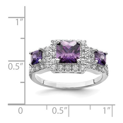 Sterling Silver CZ Square Ring – view 4