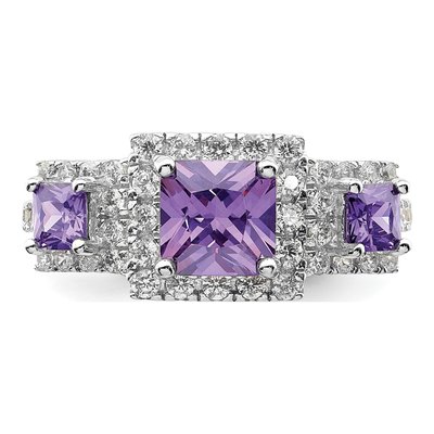 Sterling Silver CZ Square Ring – view 6