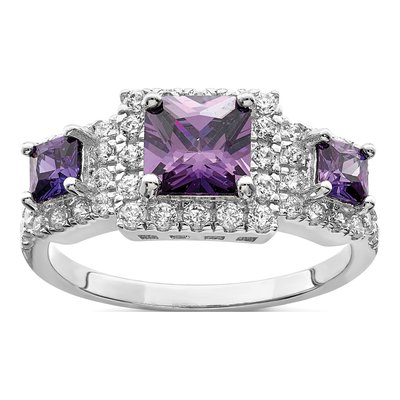 Sterling Silver CZ Square Ring