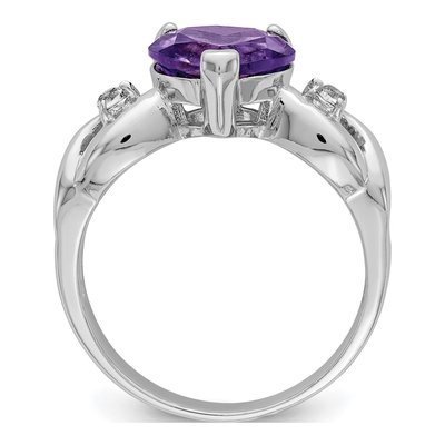 Sterling Silver Lavender CZ Heart Ring – view 3
