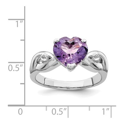 Sterling Silver Lavender CZ Heart Ring – view 4