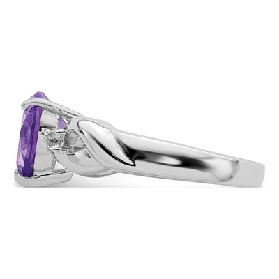 Sterling Silver Lavender CZ Heart Ring – view 5