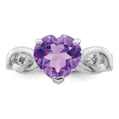 Sterling Silver Lavender CZ Heart Ring – view 6