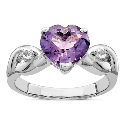 Sterling Silver Lavender CZ Heart Ring