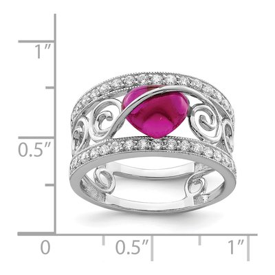 Sterling Silver CZ Heart Ring – view 3