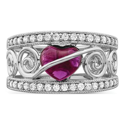 Sterling Silver CZ Heart Ring – view 5