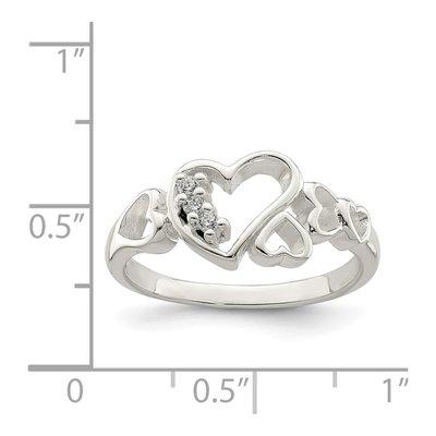Sterling Silver CZ Heart Ring – view 5