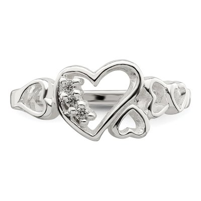 Sterling Silver CZ Heart Ring – view 6