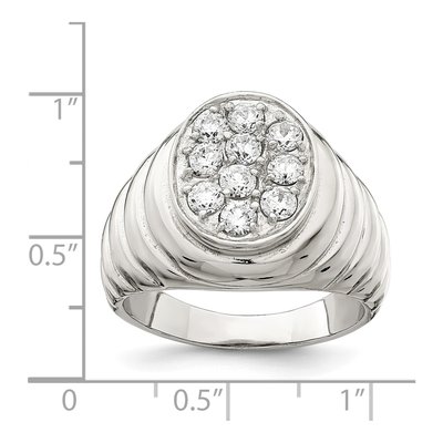 Men's Sterling Silver CZ Cluster Ring – view 6