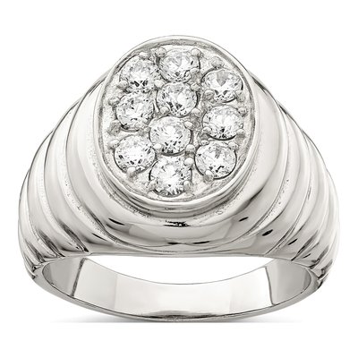 Men's Sterling Silver CZ Cluster Ring