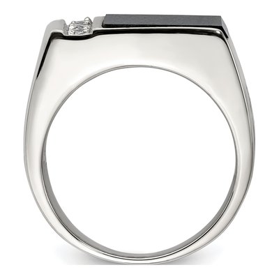 Men's Sterling Silver Onyx & CZ Ring – view 3