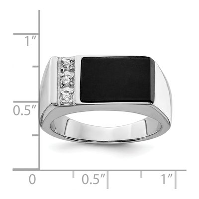 Men's Sterling Silver Onyx & CZ Ring – view 4