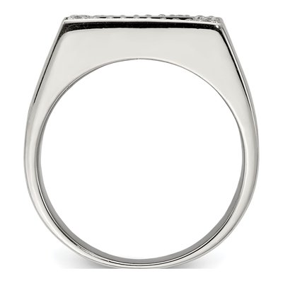 Men's Sterling Silver Onyx & CZ Ring – view 3