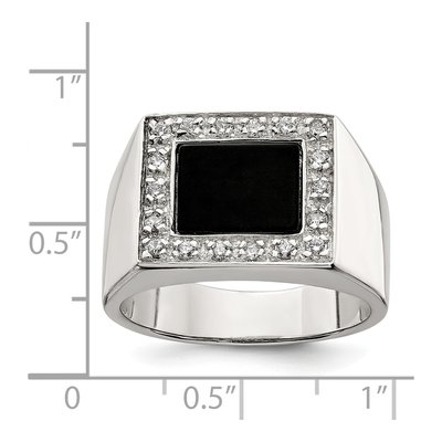 Men's Sterling Silver Onyx & CZ Ring – view 4