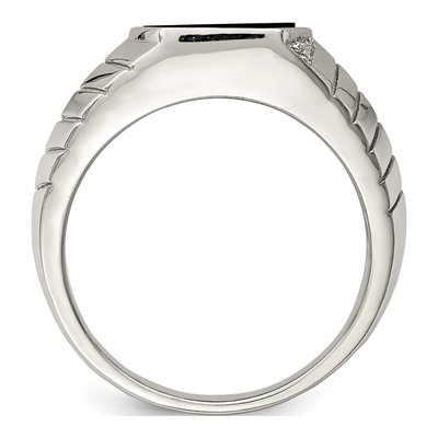 Men's Sterling Silver Onyx & CZ Ring – view 3