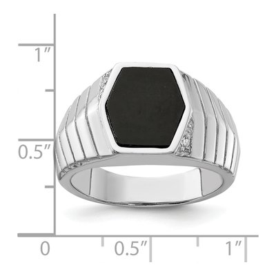 Men's Sterling Silver Onyx & CZ Ring – view 4