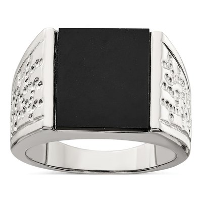 Men's Sterling Silver Onyx Ring