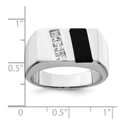Men's Sterling Silver Onyx & CZ Ring – view 4