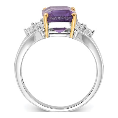 Sterling Silver Amethyst & Diamond Ring – view 2