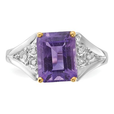 Sterling Silver Amethyst & Diamond Ring – view 4