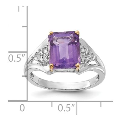 Sterling Silver Amethyst & Diamond Ring – view 5