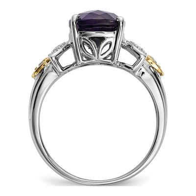 Sterling Silver Amethyst & Diamond Ring – view 2