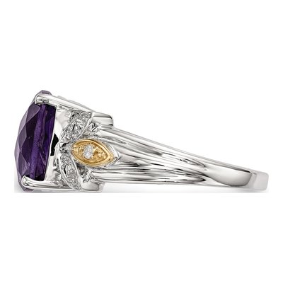 Sterling Silver Amethyst & Diamond Ring – view 3