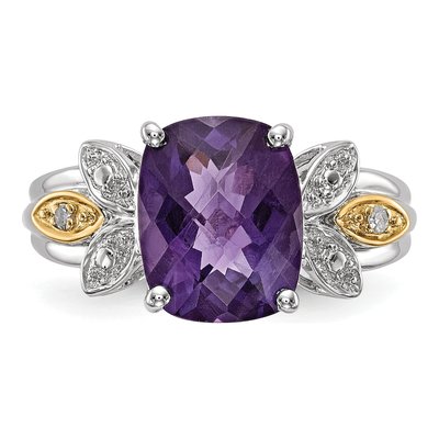 Sterling Silver Amethyst & Diamond Ring – view 4