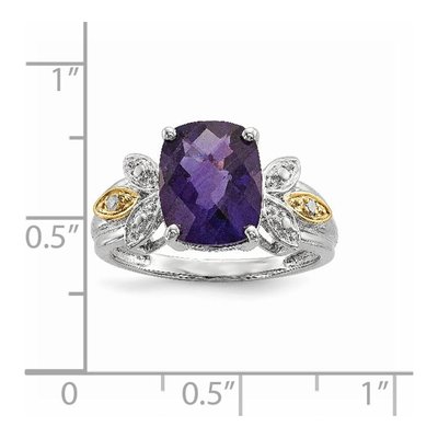 Sterling Silver Amethyst & Diamond Ring – view 5