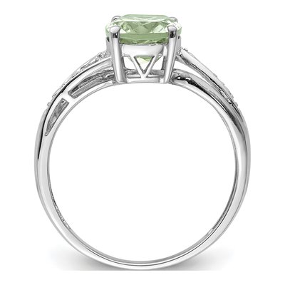 Sterling Silver Prasiolite & Diamond Ring – view 3