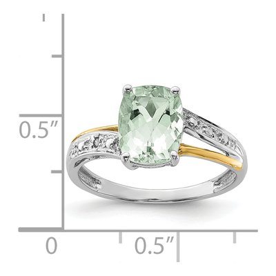 Sterling Silver Prasiolite & Diamond Ring – view 4