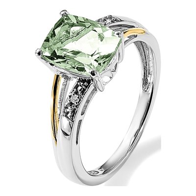 Sterling Silver Prasiolite & Diamond Ring – view 6