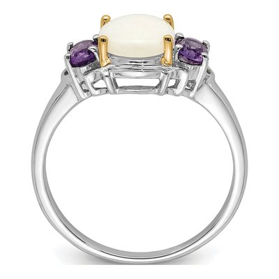 Sterling Silver Amethyst & Opal Brilliant Ring – view 3