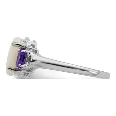 Sterling Silver Amethyst & Opal Brilliant Ring – view 4
