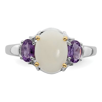 Sterling Silver Amethyst & Opal Brilliant Ring – view 5