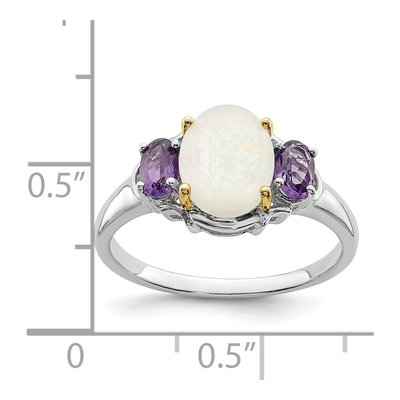 Sterling Silver Amethyst & Opal Brilliant Ring – view 6