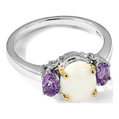 Sterling Silver Amethyst & Opal Brilliant Ring – view 8